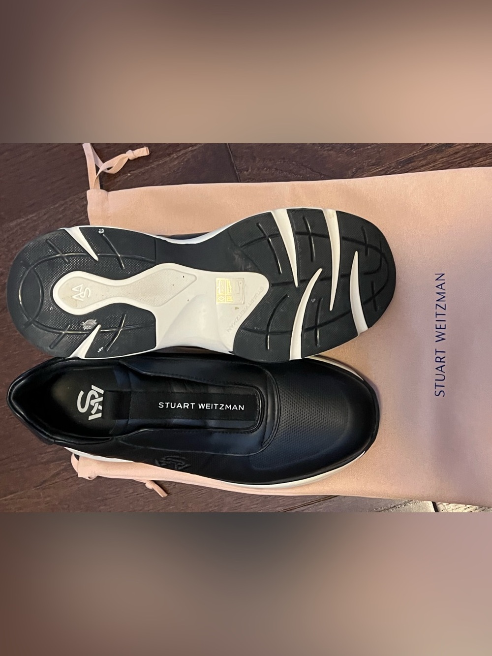 Stuart Weitzman Black and White Slip-On Sneakers